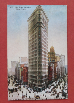 Postcard PC New York 1920-1940 Flat Iron Building Art Deco Architecture Tramway USA US United States